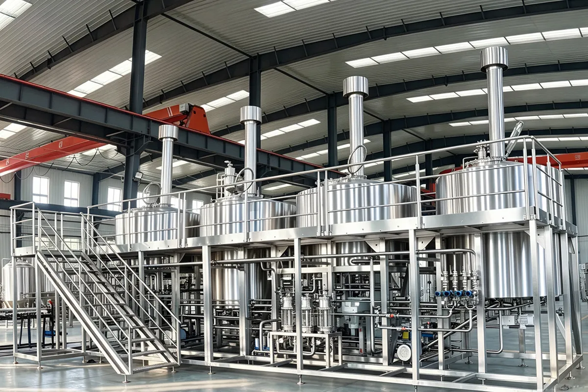 Food Grade 25HL (2500L) Four Vessel Brewhouse System Full Product View